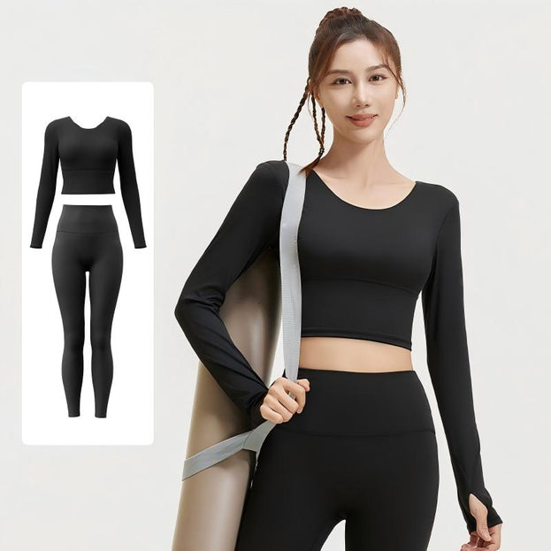 Women's Slimming Cross-back Fitness Long-sleeve Suit