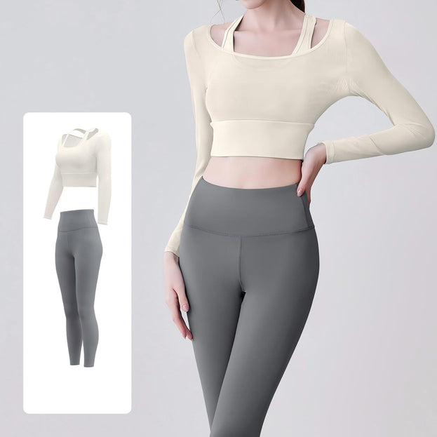 Naked Mesh Hollow Yoga Fitness Suit for Women
