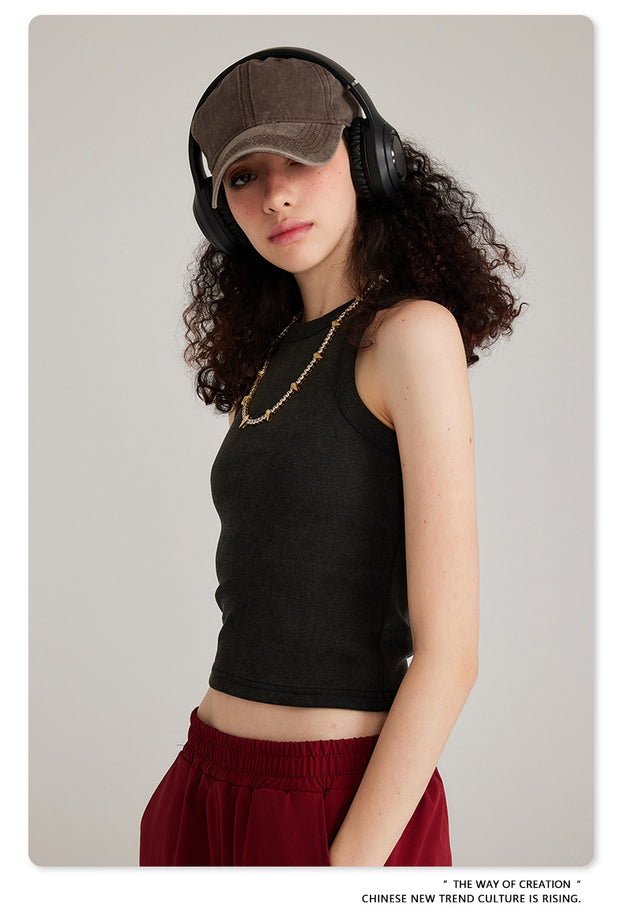 Summer Short Solid-color Commuter Women's Vest Top