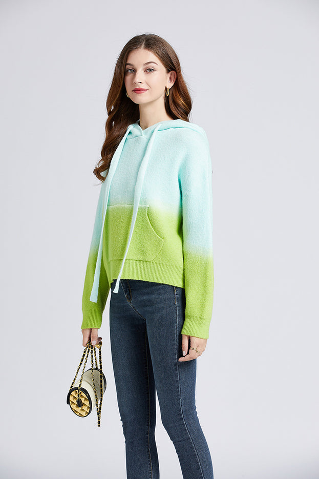 Gradual Change Soft Waxy Lazy Door Sewing Sweater Woman