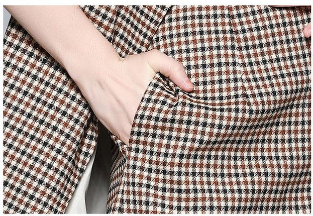 Color Matching Plaid Vest Coat and Short Two-Piece Suits