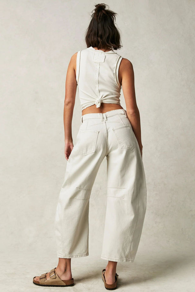 Spring Fashion Versatile Low-Waisted Loose Straight Denim Pant for Women