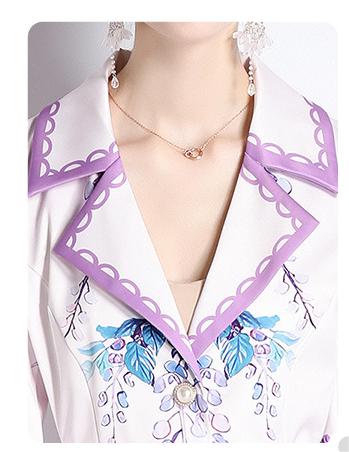 Fashion Printed Suit Collar Coat Temperament Waist Slimming Breasted Mid-Length Trench Coat