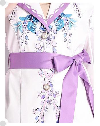 Fashion Printed Suit Collar Coat Temperament Waist Slimming Breasted Mid-Length Trench Coat