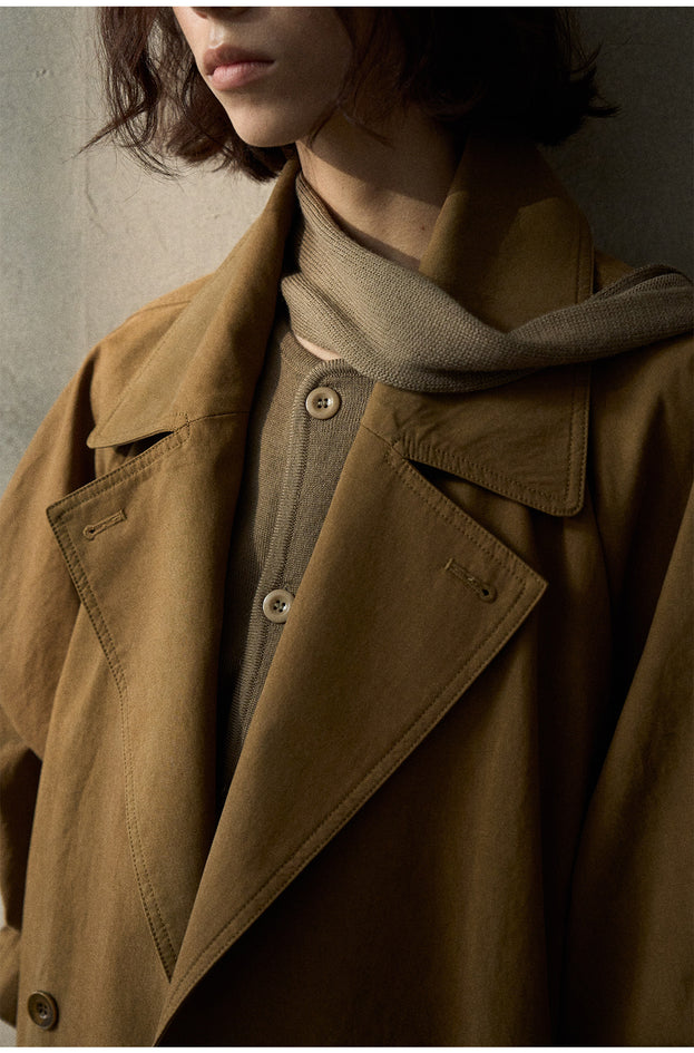 A Classic Commuter Easual Fashion Tie Collar Coat