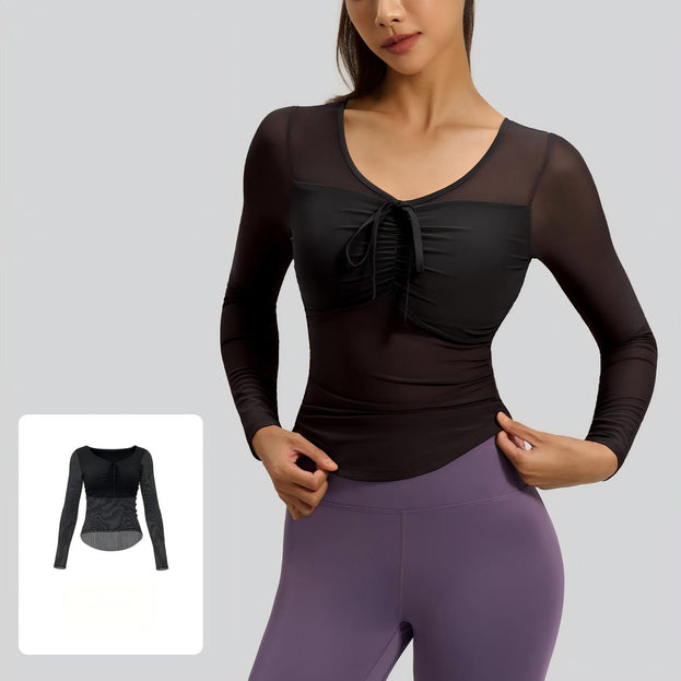Mesh Long-sleeved Slim-fit Cup Women's Outer Top