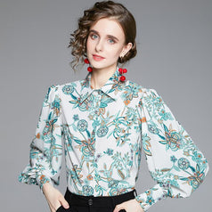 Western Style Female Design Sense Bubble Sleeve Shirt Female European Shirt Lantern Sleeve