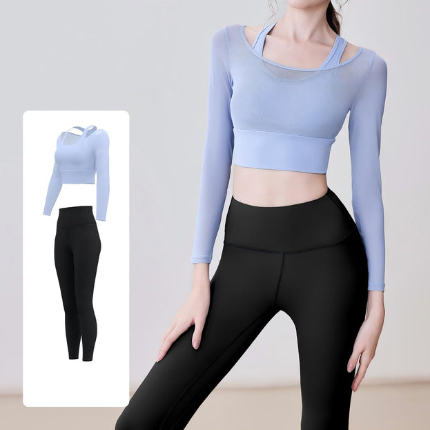 Naked Mesh Hollow Yoga Fitness Suit for Women