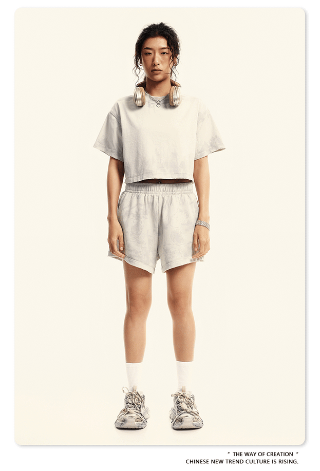 Summer Solid-color Sweat-absorbing Mud Dyed Aged Off-the-shoulder Top