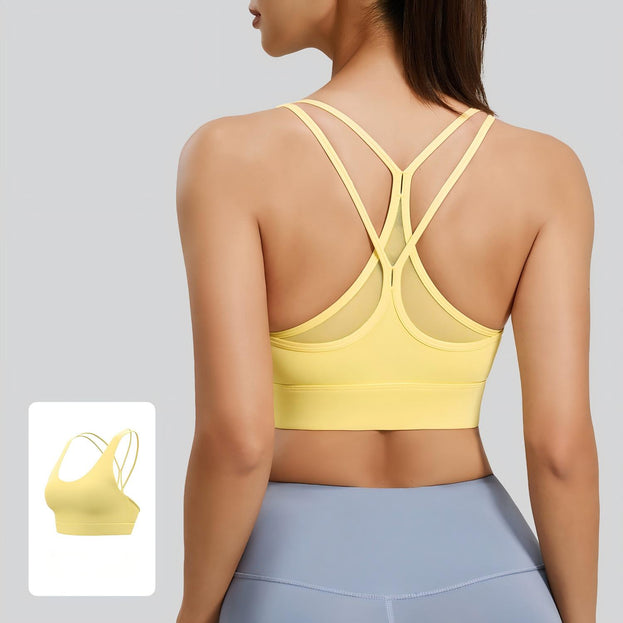 Net Fabric Back-Crossing Motion Yoga Vest