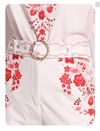 Women's Printed Temperament Two-Piece Suit Long-Sleeved Shirt and High-Waisted Flared Trousers