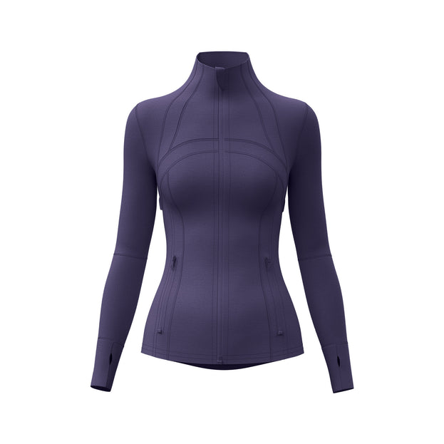 Spliced Breathable Stretch Running Yoga Jacket with Pocket