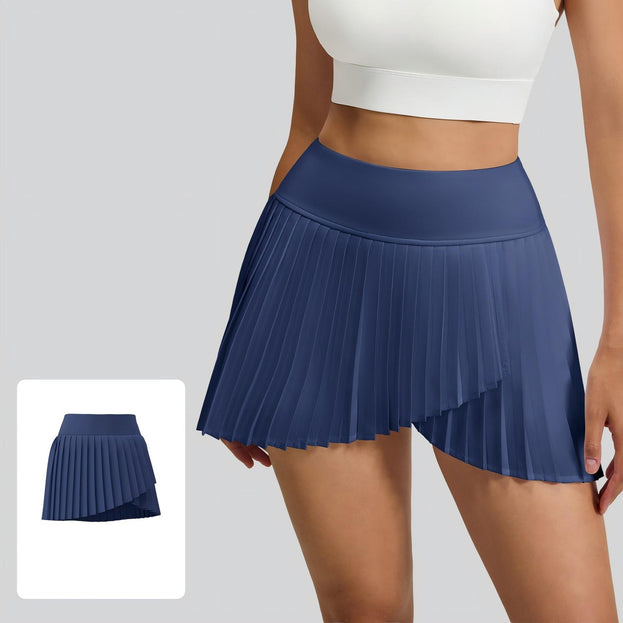 Anti-Exposure Slit Yoga Pleated Short Skirt with Pockets