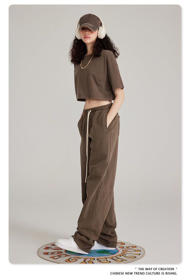 Washed And Aged Trendy Loose Casual Pants