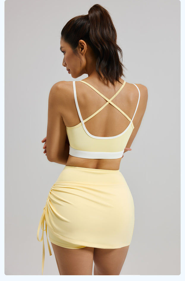 Pleated False Two-Piece Anti-Bare-Buttock Sports Shorts