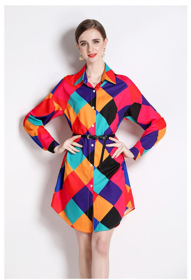 Vintage Top Lapel Long Sleeve Shirt New Printed Long Shirt