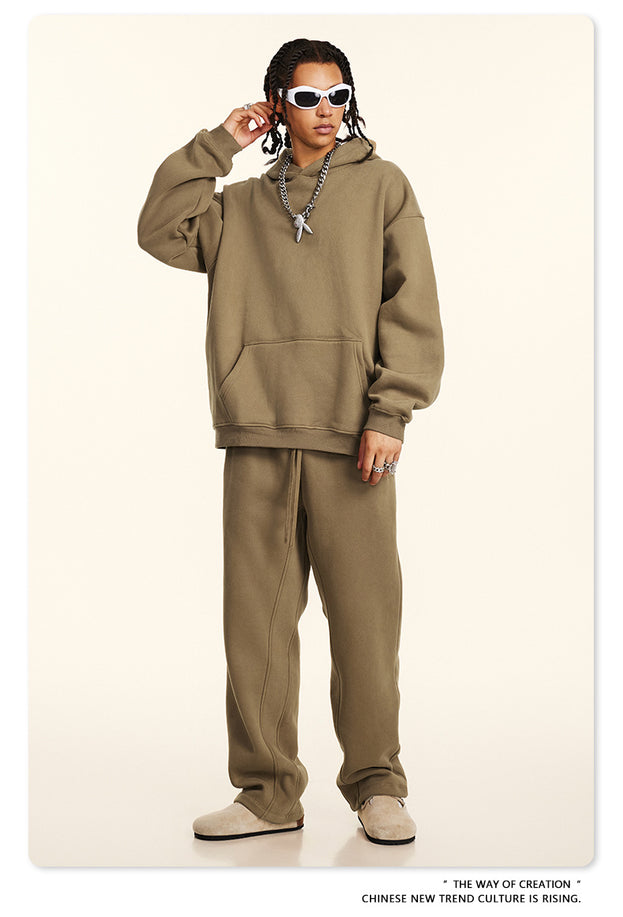 Dopamine Solid-color Fashionable Casual Commuting Youth Hooded Men's Sweatshirt