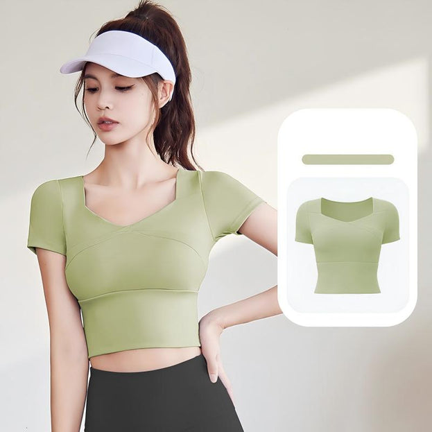 Running Sporty Yoga Top With Built-in Bra Support