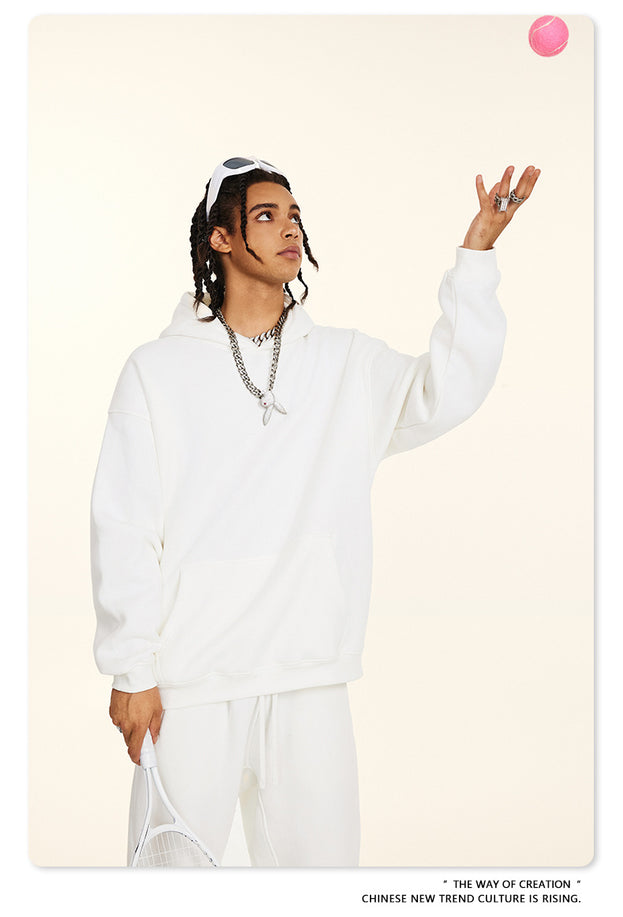 Dopamine Solid-color Fashionable Casual Commuting Youth Hooded Men's Sweatshirt