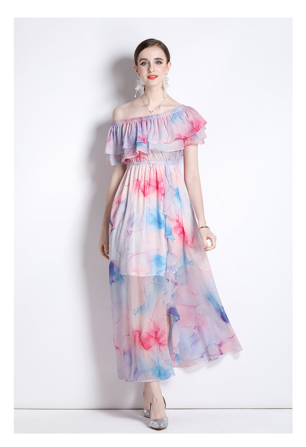 Split Chiffon Long Swing Holiday Dress
