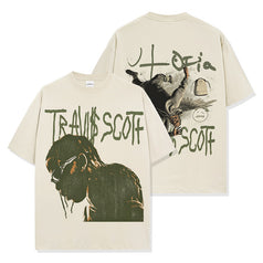 A Trendy, Youthful, Loose, Round-neck Printed Men's T-shirt