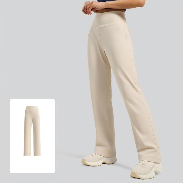 Loose and Straight Yoga Pants with a Waist Pocket