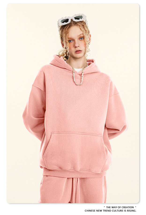 Dopamine Solid-color Fashionable Casual Commuting Youth Hooded Men's Sweatshirt