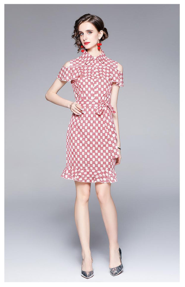 Off-the-Shoulder Peplum Temperament Dress Elegant Slimming Fish Tail Skirt