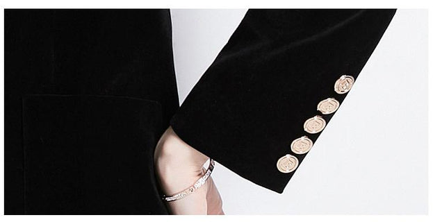 Black Canary Velvet Casual Double-Breasted Loose Mid-Length Blazer Coat