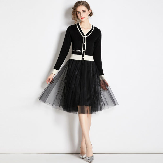 Knitted A-Line Skirt Long Sleeved Leggings Skirt