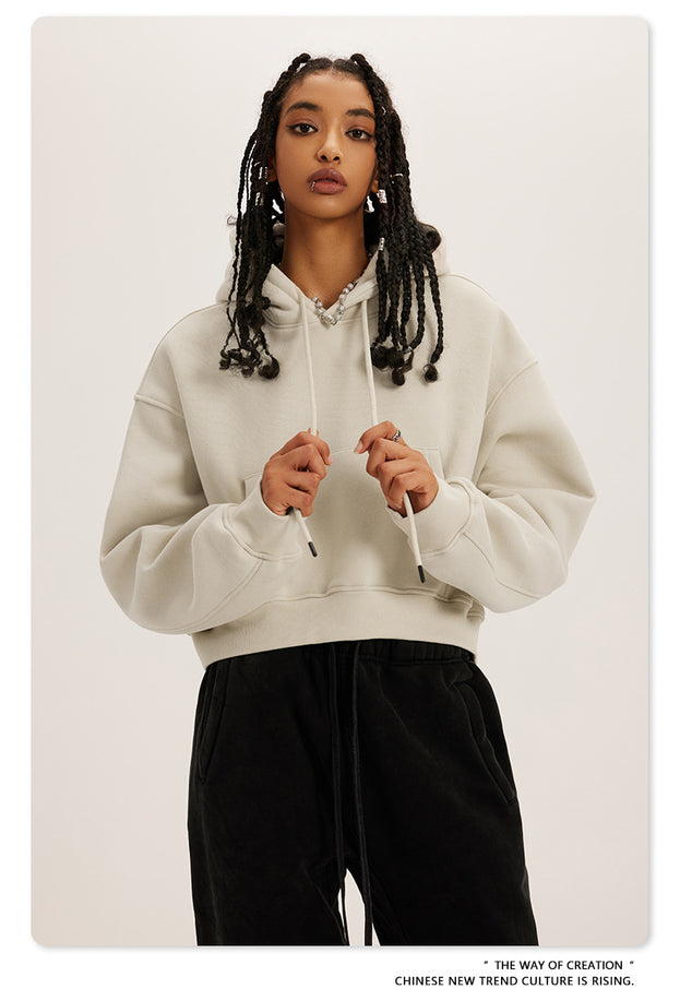 American Retro Hooded Pull-out Thickened Solid-color Fashion Sweatshirt