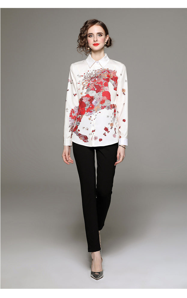 Full Matching Waist Shrink Positioning Printed Shirt