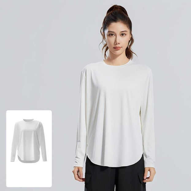 Breathable Loose Ice Silk Yoga Long Sleeve Round Neck Top
