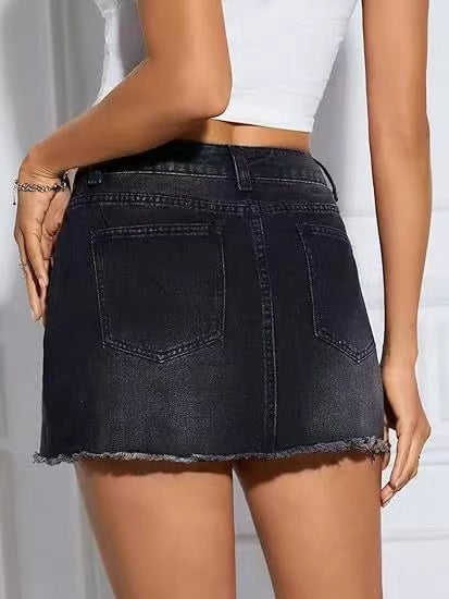 Summer Fashion Versatile Low-Waist A-Line Mini Denim Skirt for Women