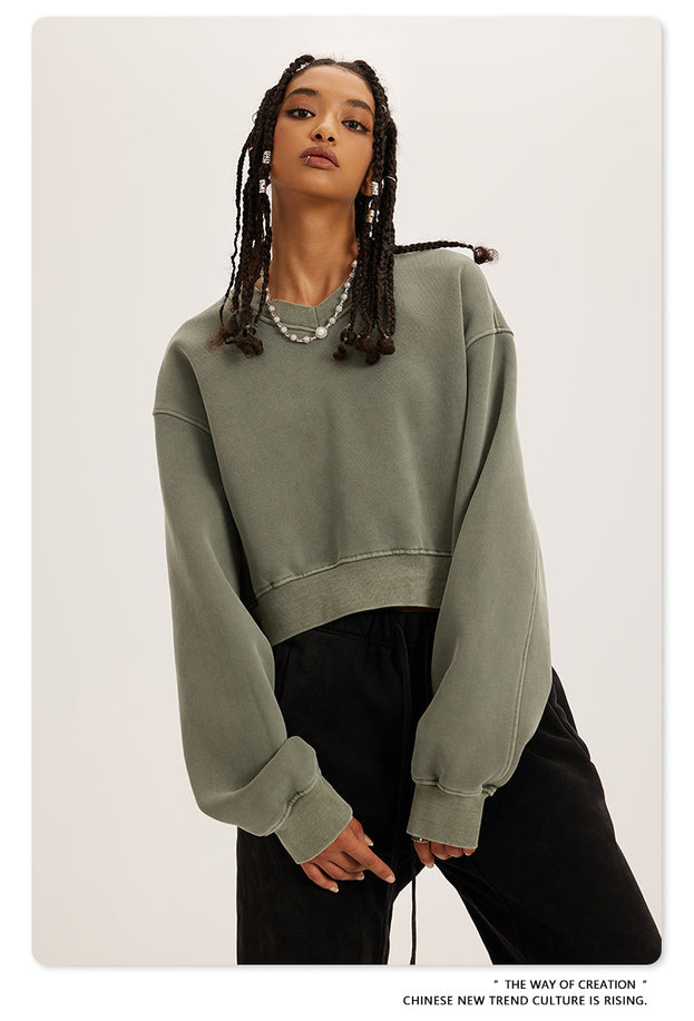 Trendy V-neck And Fleece American Sweatshirt