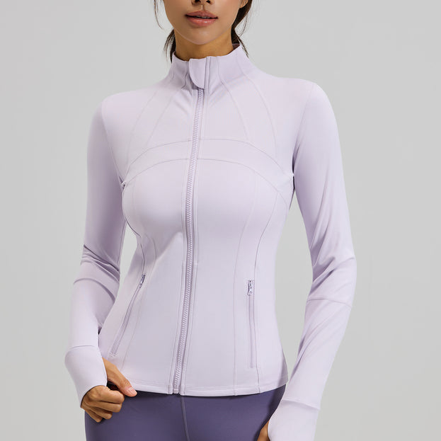 Spliced Breathable Stretch Running Yoga Jacket with Pocket
