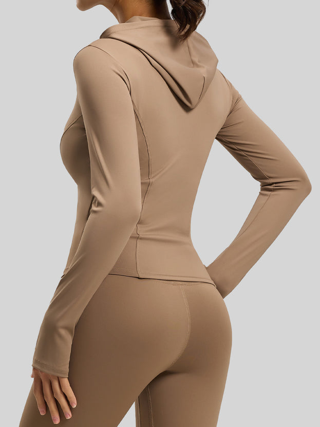 Women's High-Bomb Naked Slim-Fit Tight Hooded Yoga Clothes