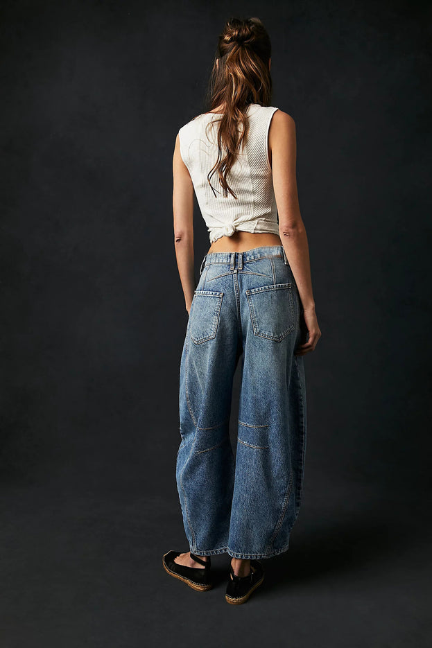 Spring Fashion Versatile Low-Waisted Loose Straight Denim Pant for Women