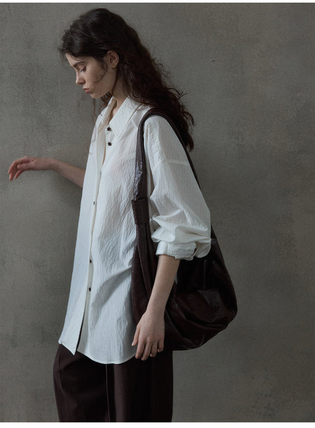 Simple And Loose Short-Sleeved Commuting Striped And Contrasting Fabric Women Blouse