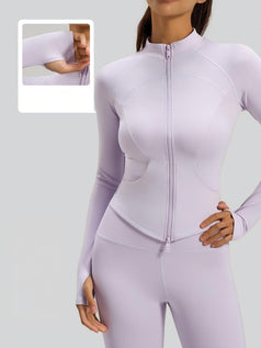 Slim Fitness Double Zipper Running Jacket with Side Zipper