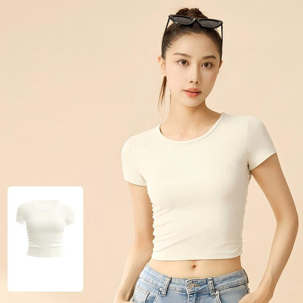 Slimming Breathable Striped Yoga Top