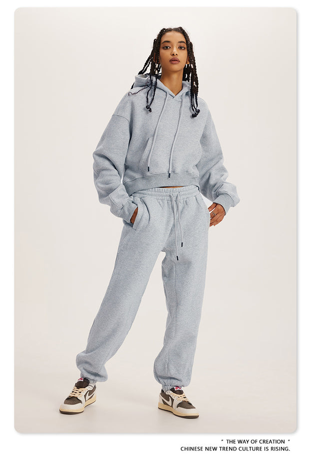 American Retro Hooded Pull-out Thickened Solid-color Fashion Sweatshirt