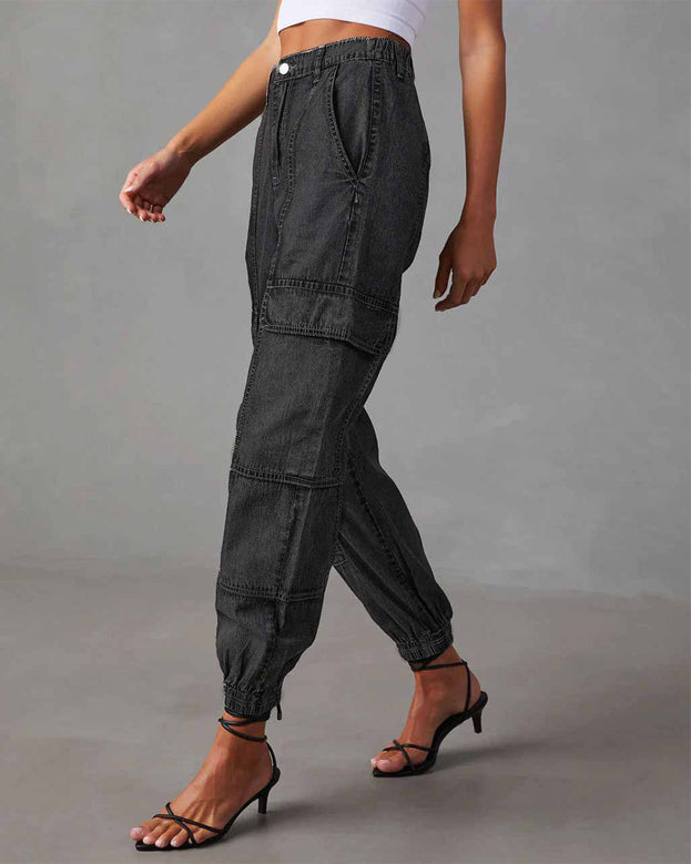 Summer Low-Waist Daily Ankle-Cut Denim Pant with Pockets for Women