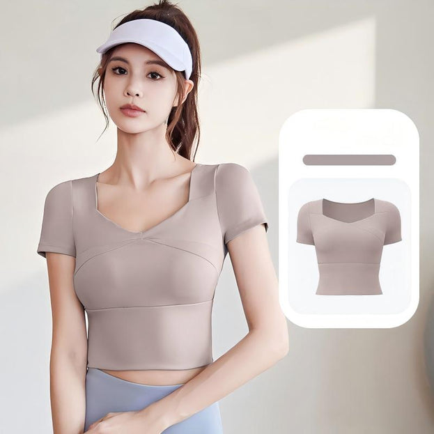 Running Sporty Yoga Top With Built-in Bra Support