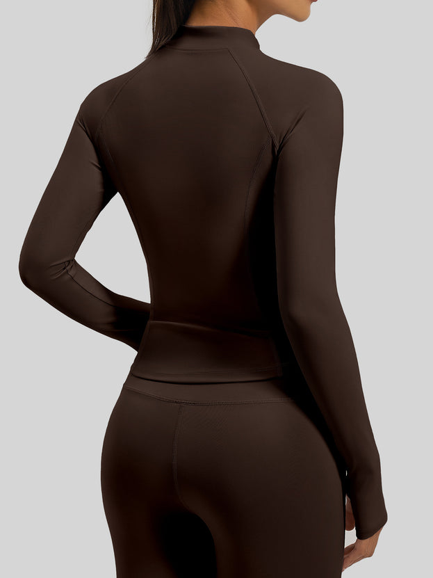 Slim Fitness Double Zipper Running Jacket with Side Zipper