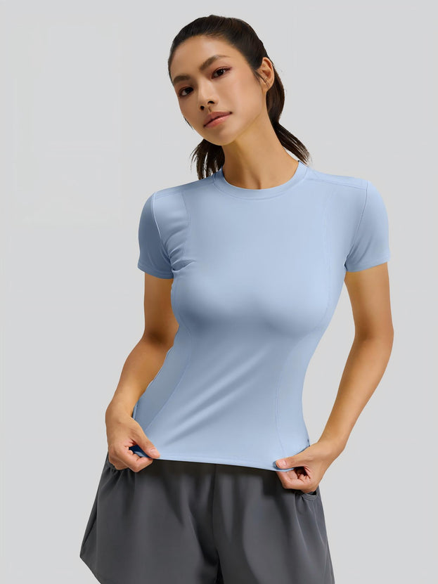 Slim-Fit Sports Tight Round-Neck Yoga T-shirt