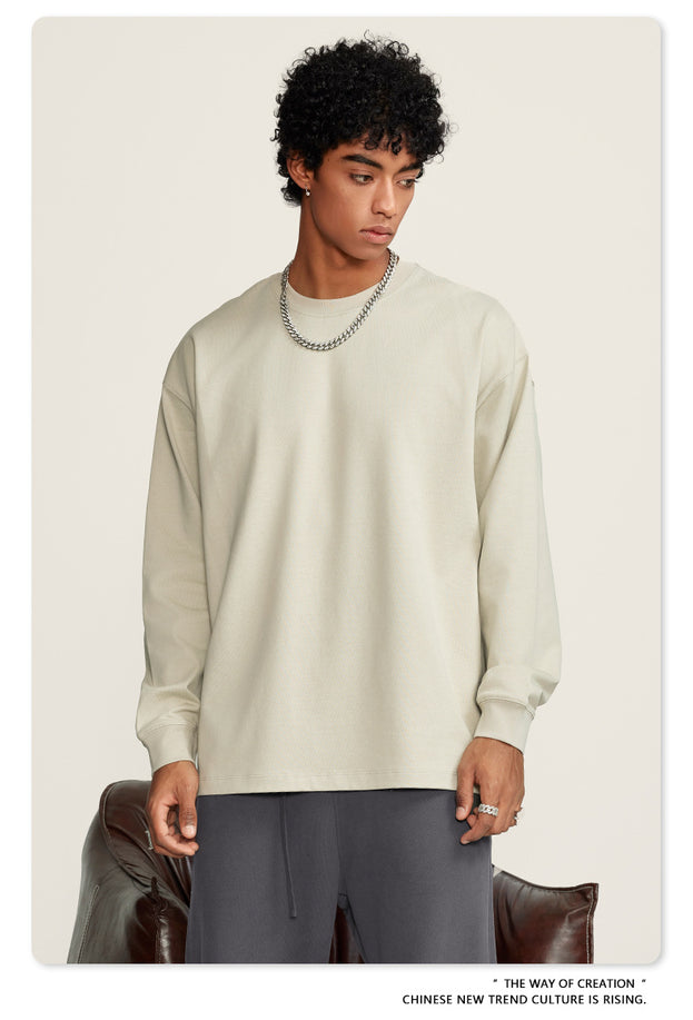 Autumn Solid-color Pure Cotton Loose Commuter Casual Men's T-shirt