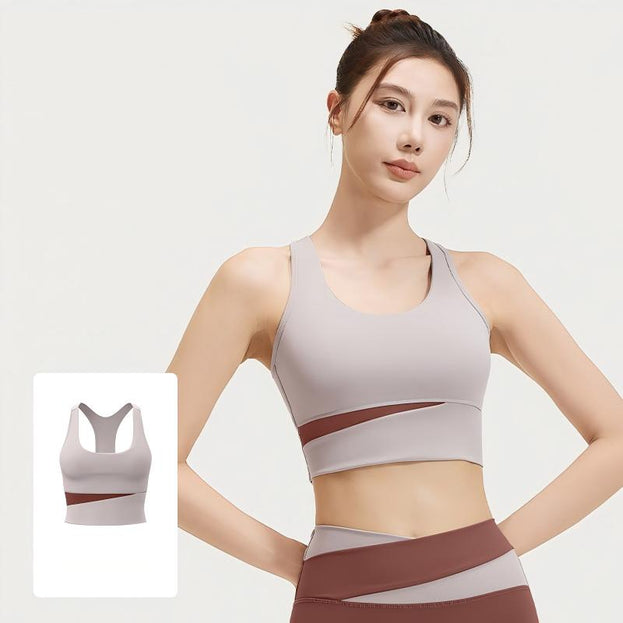 Colorblock Naked I-Back Yoga Top for Women
