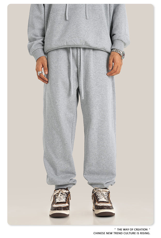Sporty Drawstring Basic Style Trendy Solid-color Men's Sweatpants