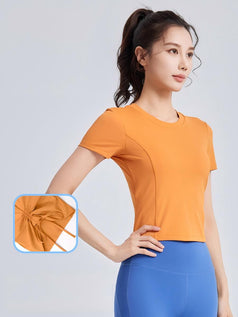 New Elastic-Wrapped Pleated Yoga Short with Underwire Support
